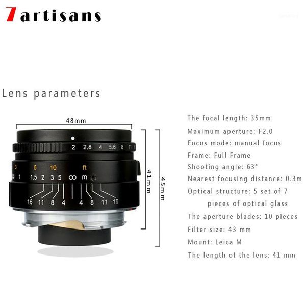 7artisans 35mm f2.0 large aperture camera lens paraxial m-mount lens for leica cameras m-m m240 m3 m5 m6 m7 m8 m9 m9p m101
7artisans 35mm f2.0 large aperture camera lens paraxial m-mount lens for leica cameras m-m m240 m3 m5 m6 m7 m8 m9 m9p m101