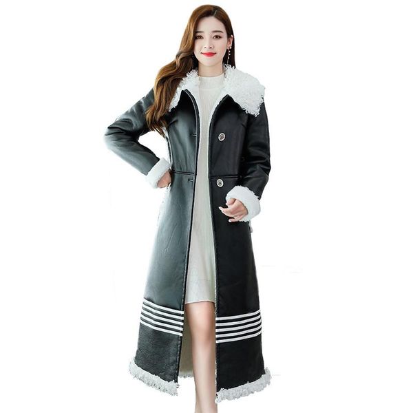 2020 women winter leather jacket slim fur coats lambswool long coat plus size thicker warm trench black manteau femme hiver p92
2020 women winter leather jacket slim fur coats lambswool long coat plus size thicker warm trench black manteau femme hiver p92