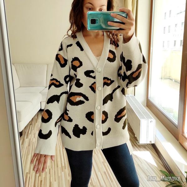 women sweaters autumn winter 2020 fashionable casual leopard v-neck single breasted puff sleeve loose cardigans coat, White
women sweaters autumn winter 2020 fashionable casual leopard v-neck single breasted puff sleeve loose cardigans coat, White