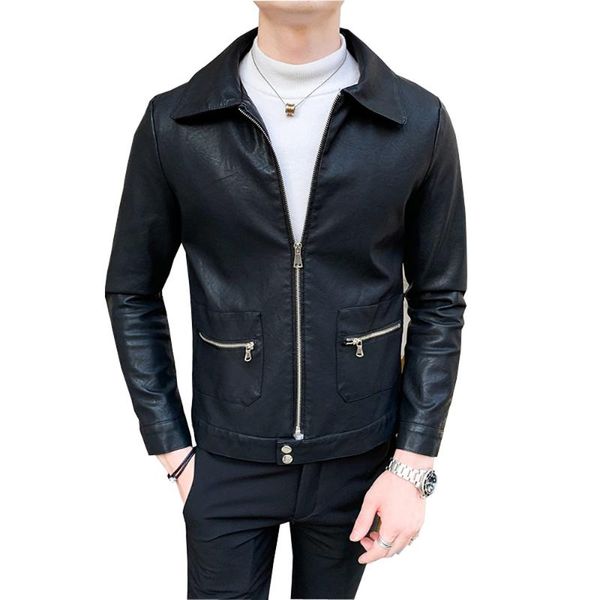 men's fur & faux leather jacket spring autumn slim pu riding coat zipper pocket lapel personality motorcycle, Black
men's fur & faux leather jacket spring autumn slim pu riding coat zipper pocket lapel personality motorcycle, Black