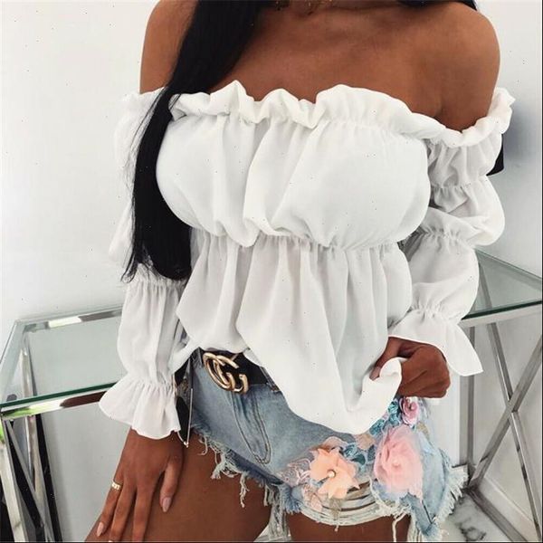 chiffon blouses womens off shoulder long puff sleeve short loose blouse lady ruffle pleated shirt, White
chiffon blouses womens off shoulder long puff sleeve short loose blouse lady ruffle pleated shirt, White