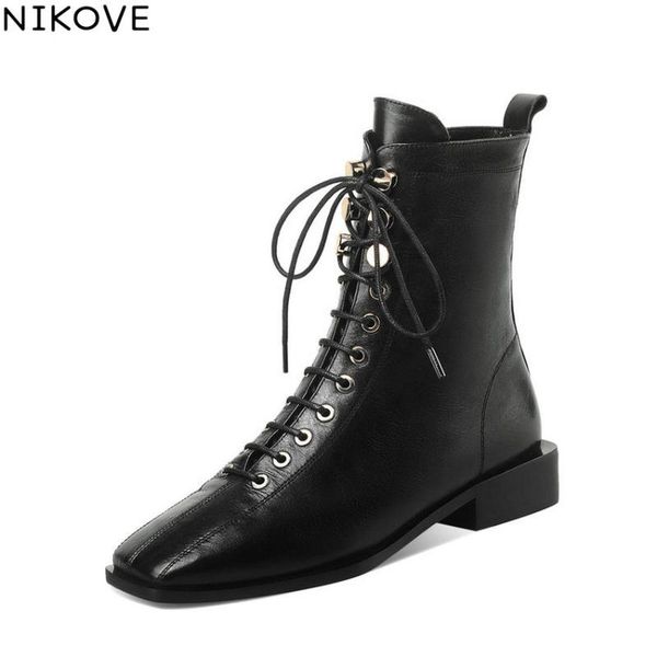 boots nikove 2021 cow leather ladies ankle square toe lace up zipper short autumn winter heel women shoes size34-41, Black
boots nikove 2021 cow leather ladies ankle square toe lace up zipper short autumn winter heel women shoes size34-41, Black