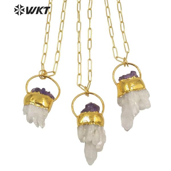 chokers wt-n1275 unique design natural cluster quartz necklace with amethysts decorative fashion gold white crystal, Golden;silver
chokers wt-n1275 unique design natural cluster quartz necklace with amethysts decorative fashion gold white crystal, Golden;silver