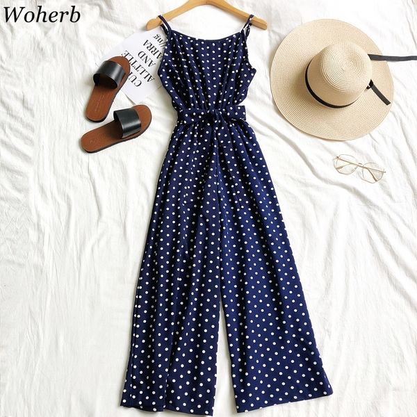 woherb new fashion casual jumpsuit rompers women vintage polka dot print bandage bodysuit summer wide leg pants 21827 y200401, Black;white
woherb new fashion casual jumpsuit rompers women vintage polka dot print bandage bodysuit summer wide leg pants 21827 y200401, Black;white
