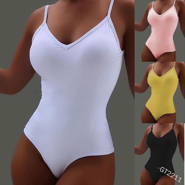 women skinny bodysuit summer sleeveless v neck halter sling playsuit high elastic corset solid color romper overalls, Black;white
women skinny bodysuit summer sleeveless v neck halter sling playsuit high elastic corset solid color romper overalls, Black;white