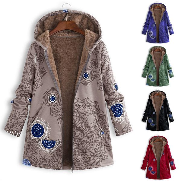 women winter casual printed hooded plush zipper long sleeve jacket coat outwear ladies loose spring autumn trip work, Black;brown 
women winter casual printed hooded plush zipper long sleeve jacket coat outwear ladies loose spring autumn trip work, Black;brown