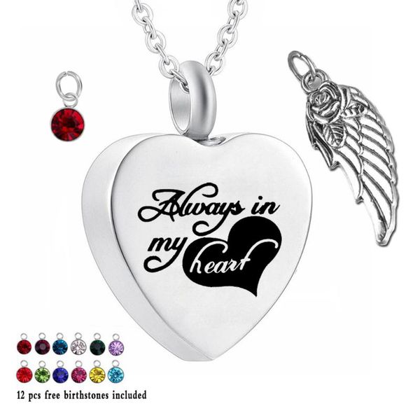 Always in My Heart 12 Piece Birthstone Crystal Urn Necklace Heart Memorial Keepsake Wing Pendant Cremation Jewelry for Ashes, Silver
Always in My Heart 12 Piece Birthstone Crystal Urn Necklace Heart Memorial Keepsake Wing Pendant Cremation Jewelry for Ashes, Silver