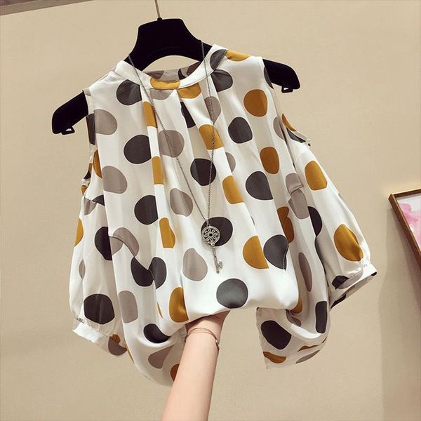 2020 new off shoulder women shirt summer all match short sleeve chiffon fashion wave point elegant plus size female blouse, White
2020 new off shoulder women shirt summer all match short sleeve chiffon fashion wave point elegant plus size female blouse, White