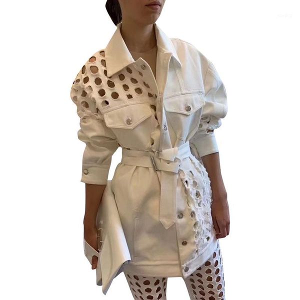 korean denim hole jacket women lapel collar long sleeve high waist with sashes hollow out coats female 2020 fashion tide k3301, Black;brown
korean denim hole jacket women lapel collar long sleeve high waist with sashes hollow out coats female 2020 fashion tide k3301, Black;brown