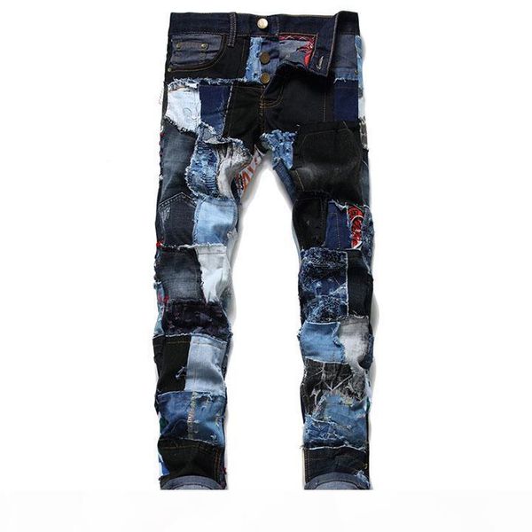 new arrival mens fashion ripped jeans pants patchwork streetwear straight denim trousers for male hip hop washed, Blue
new arrival mens fashion ripped jeans pants patchwork streetwear straight denim trousers for male hip hop washed, Blue