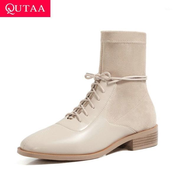 qutaa 2021 patchwork pu flock ankle boots square high heel women shoes autumn winter square toe lace up short boots size 34-431, Black
qutaa 2021 patchwork pu flock ankle boots square high heel women shoes autumn winter square toe lace up short boots size 34-431, Black
