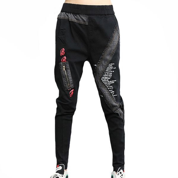 autumn fashion designer black ladies women elastic thin-fit denim pantalon street pants npoa, Black;white
autumn fashion designer black ladies women elastic thin-fit denim pantalon street pants npoa, Black;white