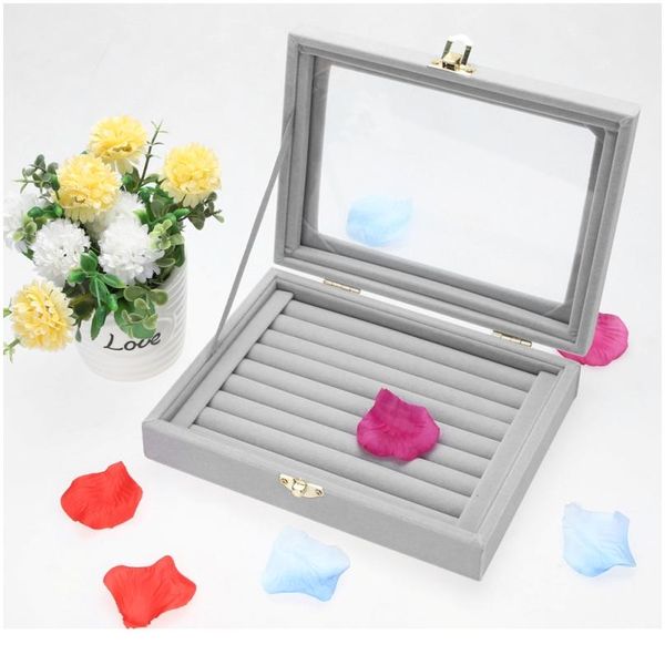 12/24 grids / 8 boaths velvet jewelry box со стеклянной крышкой ювелирные изделия кольцо дисплей дисплей держатель держатель ящик для хранен, Khaki
12/24 grids / 8 boaths velvet jewelry box со стеклянной крышкой ювелирные изделия кольцо дисплей дисплей держатель держатель ящик для хранен, Khaki