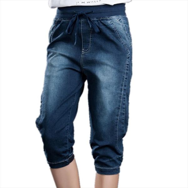 summer capris jeans stretch plus size breeches female harem denim pants elastic wasit loose 5xl knee length mom jeans women, Black;white
summer capris jeans stretch plus size breeches female harem denim pants elastic wasit loose 5xl knee length mom jeans women, Black;white