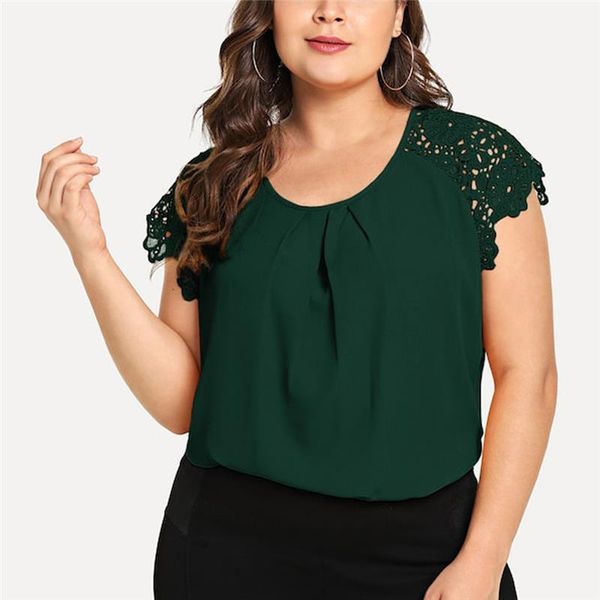 womail 2019 summer new women's large size lace round neck solid color chiffon short sleeve t-shirt dropship apr10, White
womail 2019 summer new women's large size lace round neck solid color chiffon short sleeve t-shirt dropship apr10, White