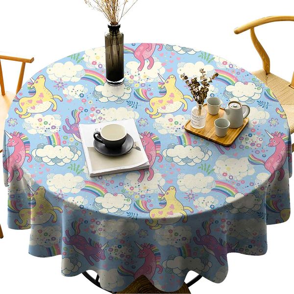 round tablecloth cotton linen dust-proof table cover cute unicorns on the sky with rainbows pouring from cloud to cloud girls print
round tablecloth cotton linen dust-proof table cover cute unicorns on the sky with rainbows pouring from cloud to cloud girls print