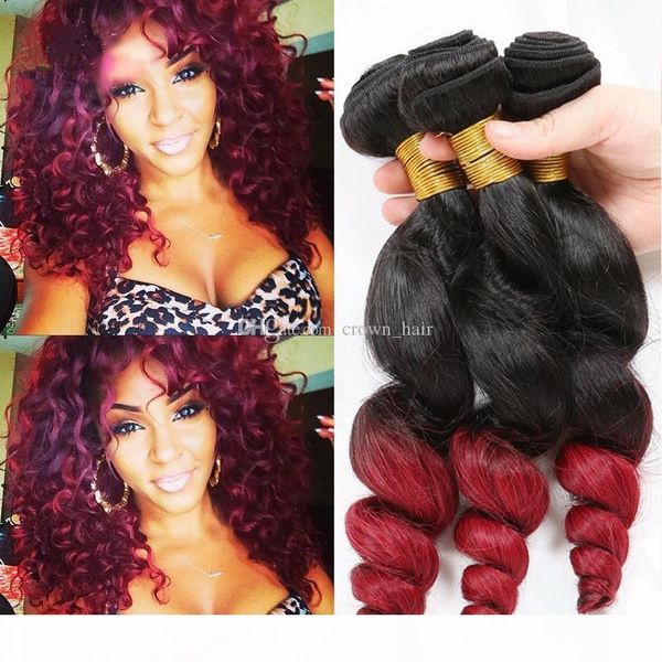 dark root two tone brazilian human hair bundles #1b red loose wave human hair extensions ombre red hair weaves double wefted, Black
dark root two tone brazilian human hair bundles #1b red loose wave human hair extensions ombre red hair weaves double wefted, Black