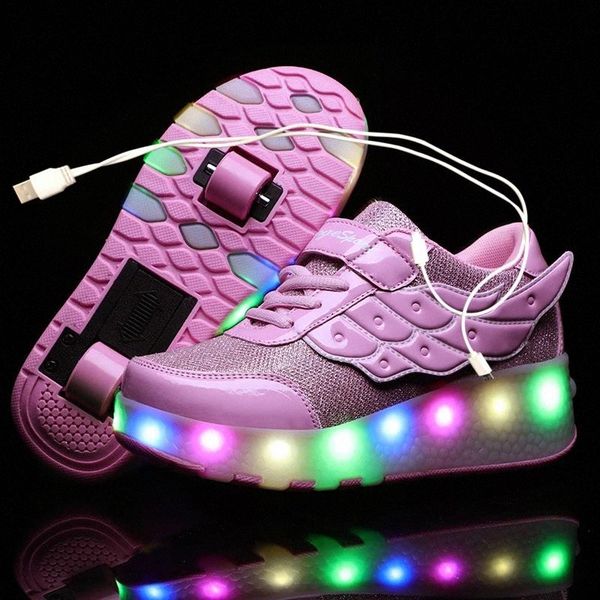 children one two wheels luminous glowing sneakers gold pink led light roller skate shoes kids led shoes boys girls usb charging #v02j
children one two wheels luminous glowing sneakers gold pink led light roller skate shoes kids led shoes boys girls usb charging #v02j