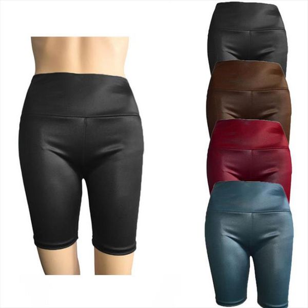 summer women fashion high waist pu shorts female skinny elastic waist faux leather shorts drop shipping, White;black 
summer women fashion high waist pu shorts female skinny elastic waist faux leather shorts drop shipping, White;black