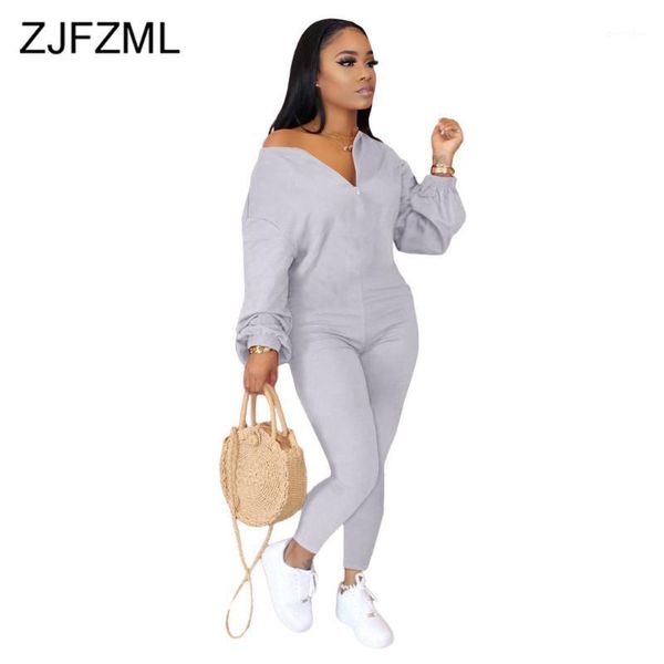 women's tracksuits one shoulder streetwear bodycon jumpsuit for women front zipper long lantern sleeve overall casual skinny slim piece, Gray
women's tracksuits one shoulder streetwear bodycon jumpsuit for women front zipper long lantern sleeve overall casual skinny slim piece, Gray