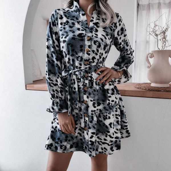 foridol leopard print casual long sleeve spring short dress women v neck button up grey sash elegant dress vestidos 2021, Black;gray
foridol leopard print casual long sleeve spring short dress women v neck button up grey sash elegant dress vestidos 2021, Black;gray