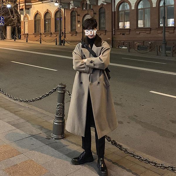 men's trench coats coat 2021 autumn winter slim medium long double-breasted casual lapel personality youth wear, Tan;black
men's trench coats coat 2021 autumn winter slim medium long double-breasted casual lapel personality youth wear, Tan;black