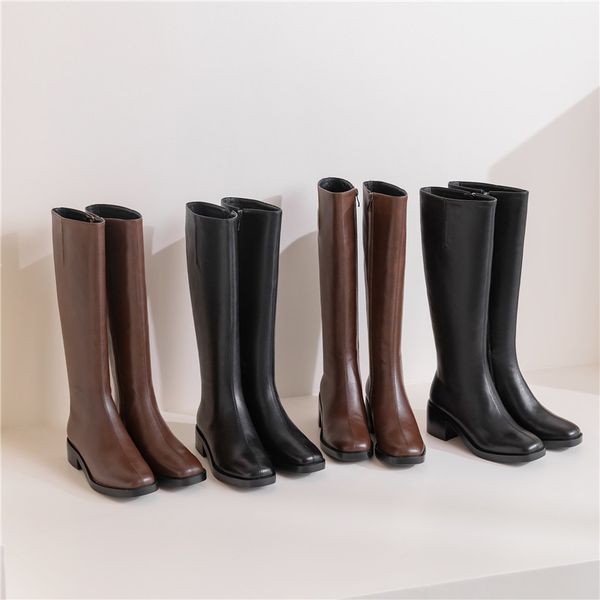 2020 new brand genuine leather women boots thick high heels square toe ladies shoes black brown winter knee high boots
2020 new brand genuine leather women boots thick high heels square toe ladies shoes black brown winter knee high boots