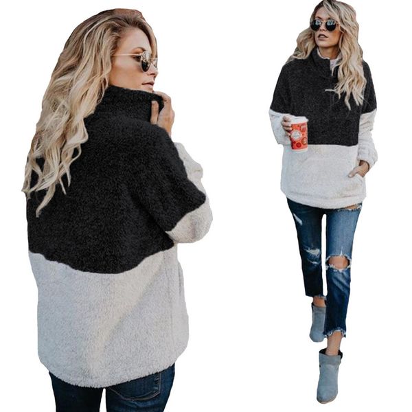 plus size sweater womens sweatshirt half zip fuzzy watch winter jacket outwear with pockets 1dly, White;black
plus size sweater womens sweatshirt half zip fuzzy watch winter jacket outwear with pockets 1dly, White;black