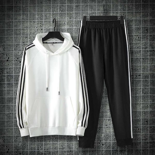 20 fall new men's leisure sports suit hooded sweater striped elastic pants fashion trend, Gray
20 fall new men's leisure sports suit hooded sweater striped elastic pants fashion trend, Gray