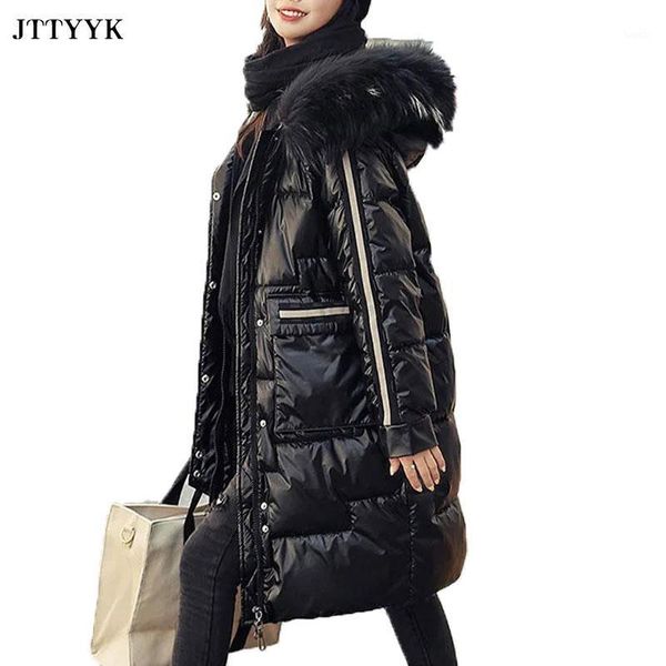 2020 winter new shiny down cotton jacket womens long loose hooded big fur collar coat female thick warm casual cotton parkers1, Black
2020 winter new shiny down cotton jacket womens long loose hooded big fur collar coat female thick warm casual cotton parkers1, Black