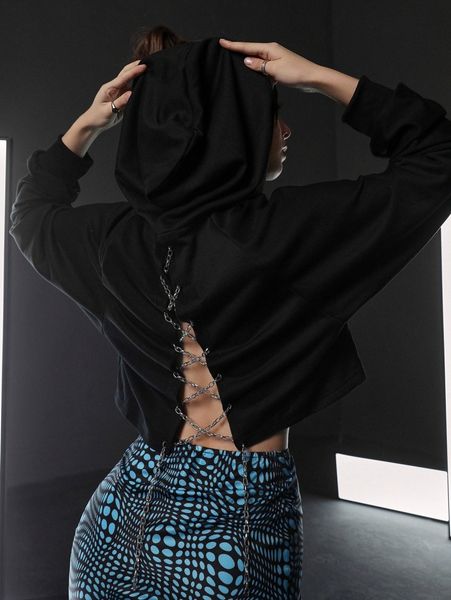 raglan sleeve crisscross chain back hoodie u2d5#, White;black
raglan sleeve crisscross chain back hoodie u2d5#, White;black