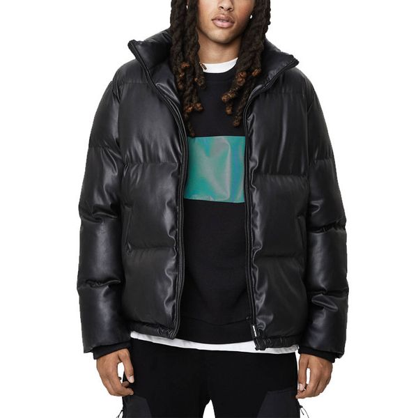 custom winter men's faux leather down coats blank fashion black puffer warm stand collar men bomber jacket
custom winter men's faux leather down coats blank fashion black puffer warm stand collar men bomber jacket