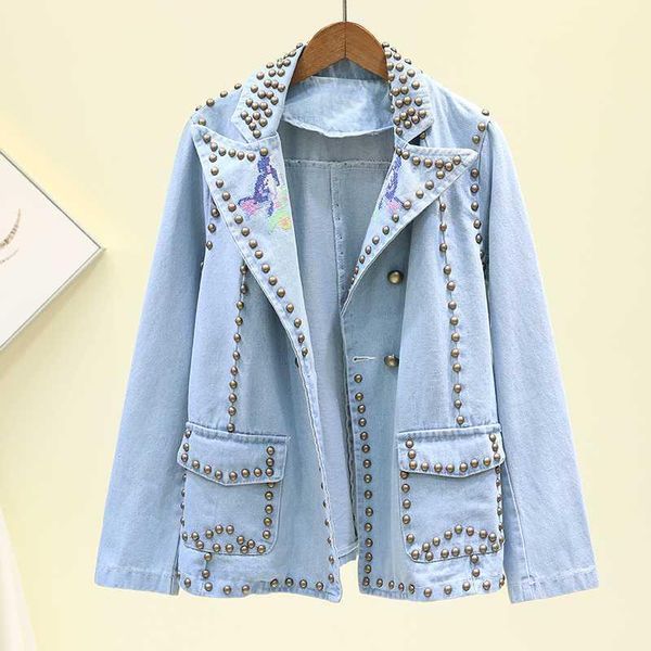 heavy work rivet embroidery women vintage notched collar denim jacket autumn washed light blue jean jacket streetwear chaquetas1, Black;brown
heavy work rivet embroidery women vintage notched collar denim jacket autumn washed light blue jean jacket streetwear chaquetas1, Black;brown