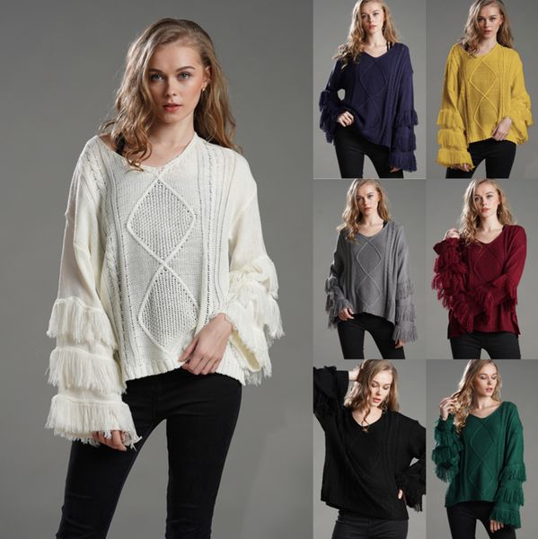 flared long sleeve sweater womens clothing pullover fashion tassel solid knitting sweater ladies trendy casual multicolor t shirt new p36, White;black
flared long sleeve sweater womens clothing pullover fashion tassel solid knitting sweater ladies trendy casual multicolor t shirt new p36, White;black