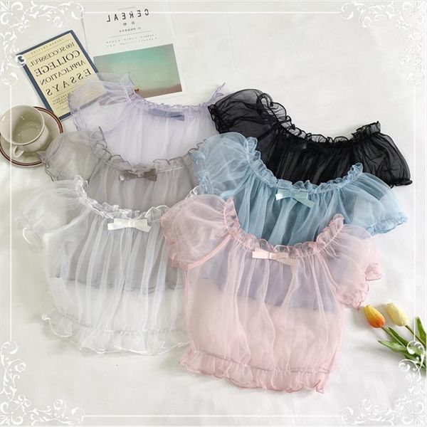 super fairy japanese soft ruffle lolita lined cute sweet lace puff sleeves women harajuku shirt sleeve chiffon shirt, White
super fairy japanese soft ruffle lolita lined cute sweet lace puff sleeves women harajuku shirt sleeve chiffon shirt, White