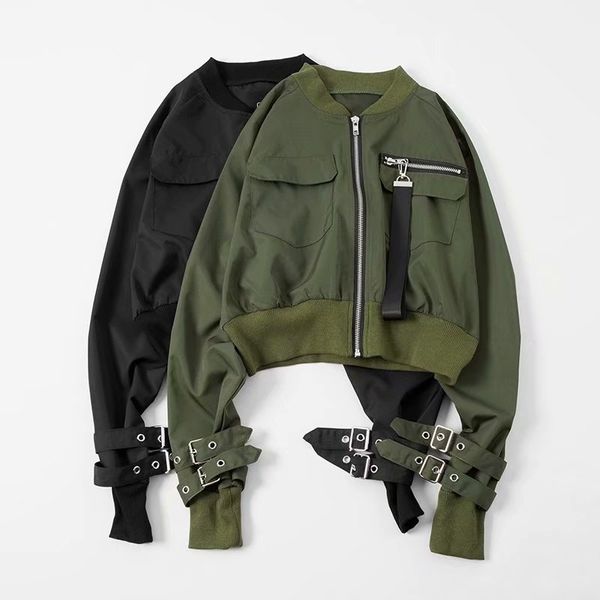 2021 new bomber women's jacket patched sleeve autumn jackets pocket hig waist buckle zipper streetwear motorcycle outerwear lidt, Black;brown
2021 new bomber women's jacket patched sleeve autumn jackets pocket hig waist buckle zipper streetwear motorcycle outerwear lidt, Black;brown