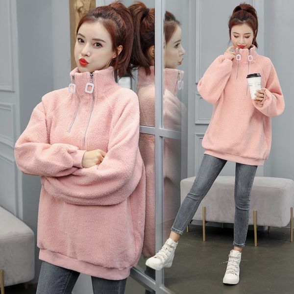 white lamb wool sweatshirt women's spring and winter new mid-length plus velvet thick lamb wool high collar, Black
white lamb wool sweatshirt women's spring and winter new mid-length plus velvet thick lamb wool high collar, Black