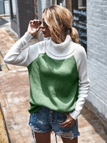 women's sweaters knitted turtleneck sweater women long sleeve color block fashion high collar stylish knitwear for ladies, White;black
women's sweaters knitted turtleneck sweater women long sleeve color block fashion high collar stylish knitwear for ladies, White;black