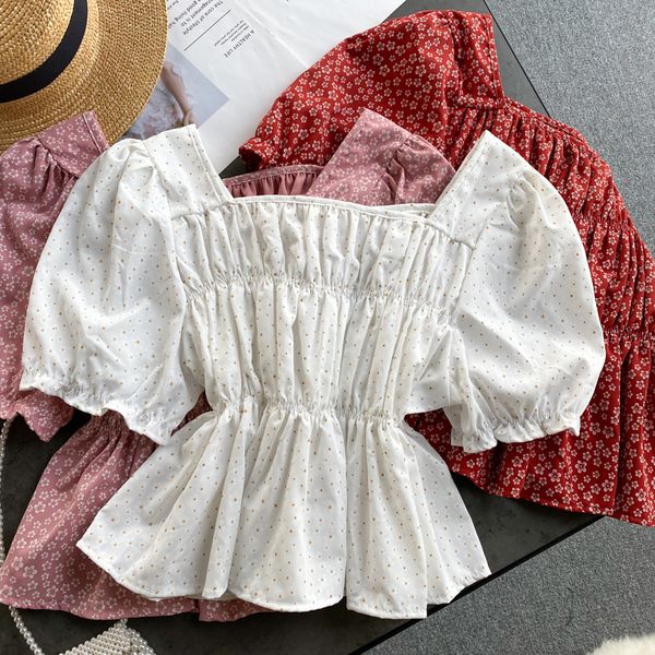 2021 new singiny female blouse summer square puff neck short solid thin elastic ruched style 4ngc, White
2021 new singiny female blouse summer square puff neck short solid thin elastic ruched style 4ngc, White