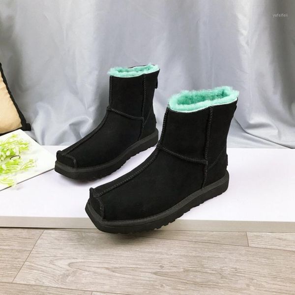 2020 winter snow boots for women slip-on square toe plus wool genuine leather flat waterproof designer women shoes1, Black
2020 winter snow boots for women slip-on square toe plus wool genuine leather flat waterproof designer women shoes1, Black