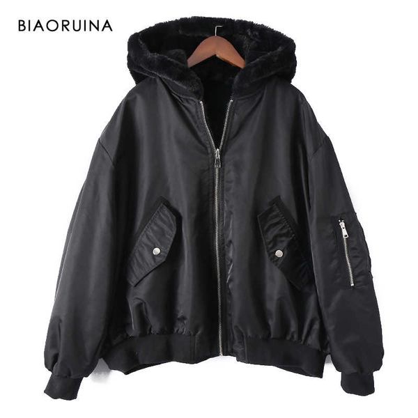 biaoruina women's reversible fleece patchwork polyester warm thick bomber jacket coat autumn winter loose hooded short parkas 201109, Black
biaoruina women's reversible fleece patchwork polyester warm thick bomber jacket coat autumn winter loose hooded short parkas 201109, Black