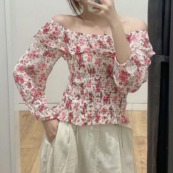 women's blouses & shirts kumsvag 2021 summer women sweet floral print elastic bust off shoulder female fashion slim chiffon, White
women's blouses & shirts kumsvag 2021 summer women sweet floral print elastic bust off shoulder female fashion slim chiffon, White