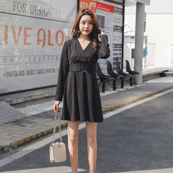 style with closing waist little fragrance a-line bottom skirt women's autumn winter french minority dress, Black;gray 
style with closing waist little fragrance a-line bottom skirt women's autumn winter french minority dress, Black;gray