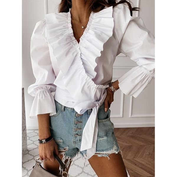 women's blouses & shirts loose women autumn long v sleeve ruffle white casual neck blouse lady office shirt fashion lace up
women's blouses & shirts loose women autumn long v sleeve ruffle white casual neck blouse lady office shirt fashion lace up