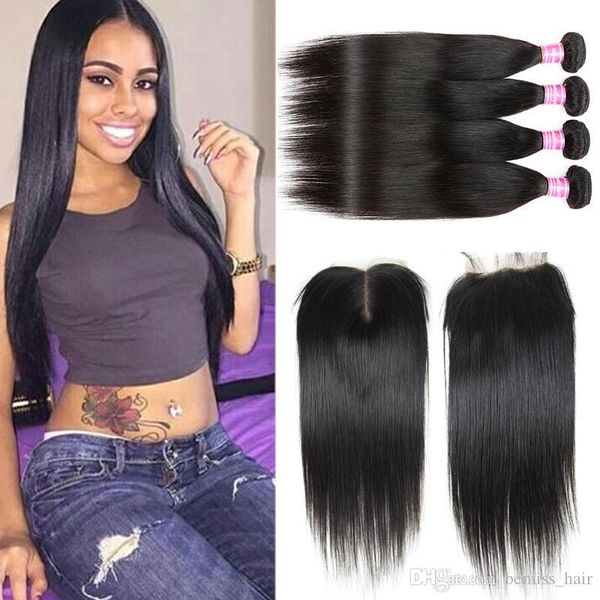 straight brazilian hair 4 bundles with 4x4 lace closure 100% unprocessed 8a peruvian malaysian indian cambodian mongolian hair extensions, Black
straight brazilian hair 4 bundles with 4x4 lace closure 100% unprocessed 8a peruvian malaysian indian cambodian mongolian hair extensions, Black