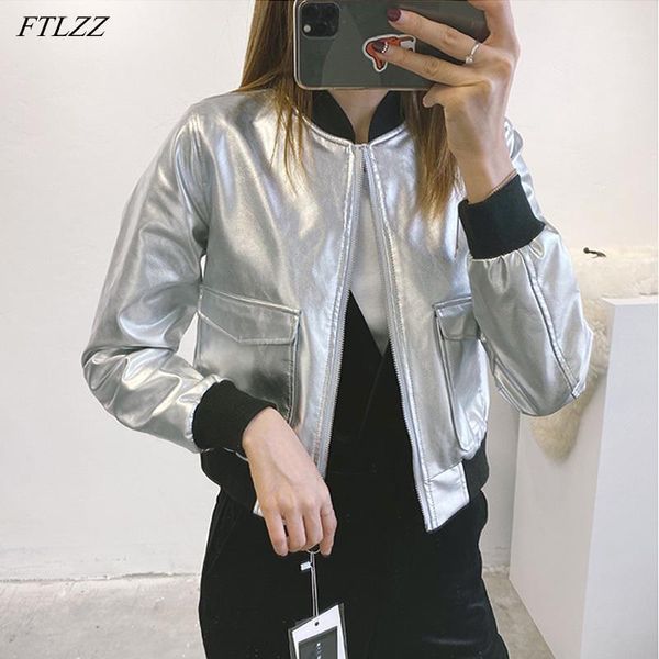 ftlzz 2020 new autumn women short silver pu faux leather jacket o-neck zipper long sleeve motorcycle biker slim coat outwear1, Black
ftlzz 2020 new autumn women short silver pu faux leather jacket o-neck zipper long sleeve motorcycle biker slim coat outwear1, Black