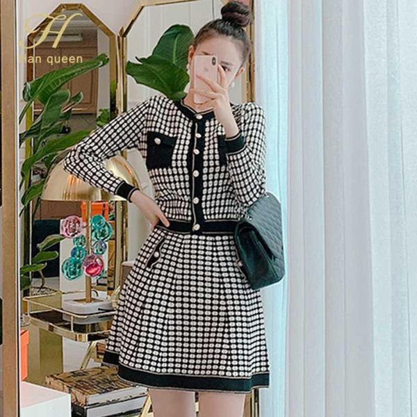 h han queen vintage plaid 2 pieces set women winter cardigan woolen and high waist a-line skirts korean office lady suit new1, White
h han queen vintage plaid 2 pieces set women winter cardigan woolen and high waist a-line skirts korean office lady suit new1, White