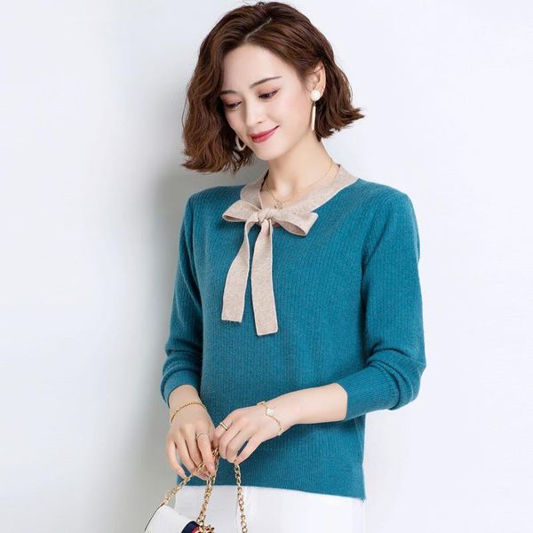 knitted solid pullover sweater women long sleeve pullovers autumn winter female sweater casual ladies jumper style bow tie1, White;black
knitted solid pullover sweater women long sleeve pullovers autumn winter female sweater casual ladies jumper style bow tie1, White;black