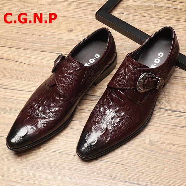dress shoes c.g.n.p autumn crocodile pattern genuine leather men pointed toe buckles formal handmade office wedding, Black
dress shoes c.g.n.p autumn crocodile pattern genuine leather men pointed toe buckles formal handmade office wedding, Black