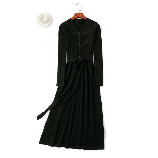 2021 new autumn winter v-neck maxi women ol female long sweater with belt elegant a-line solid slim dress ywsh, Black;gray
2021 new autumn winter v-neck maxi women ol female long sweater with belt elegant a-line solid slim dress ywsh, Black;gray